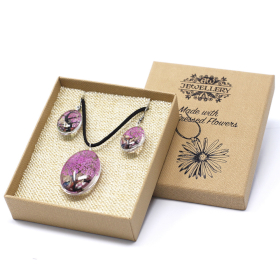 Bijoux Fleurs Pressées - Arbre de la vie Set - Rose Vif