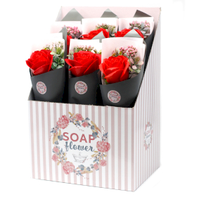 6x Fleurs Uniques  et Présentoir - Bouquet De Rose