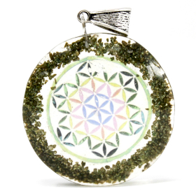 3x Pendentifs Orgonite  -  Mandala Roche Verte