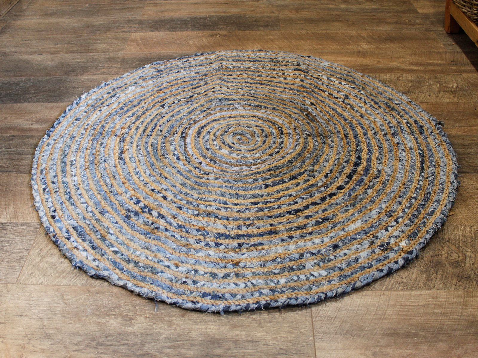 Tapis rond en Jute et denim Uday